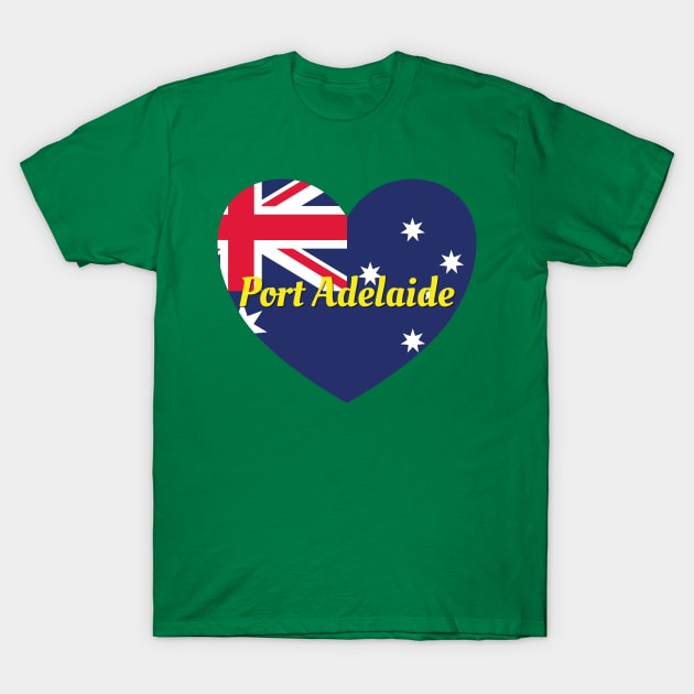 Port Adelaide SA Australia Australian Flag Heart T-Shirt by DPattonPD